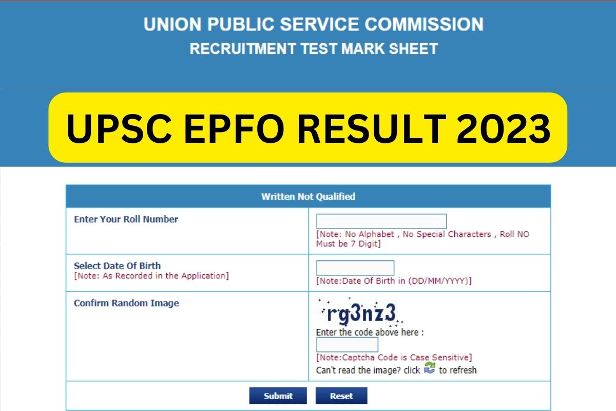 UPSC EPFO Result 2023, (Out) Upsc.gov.in EO AO Cut Off Marks, Merit List