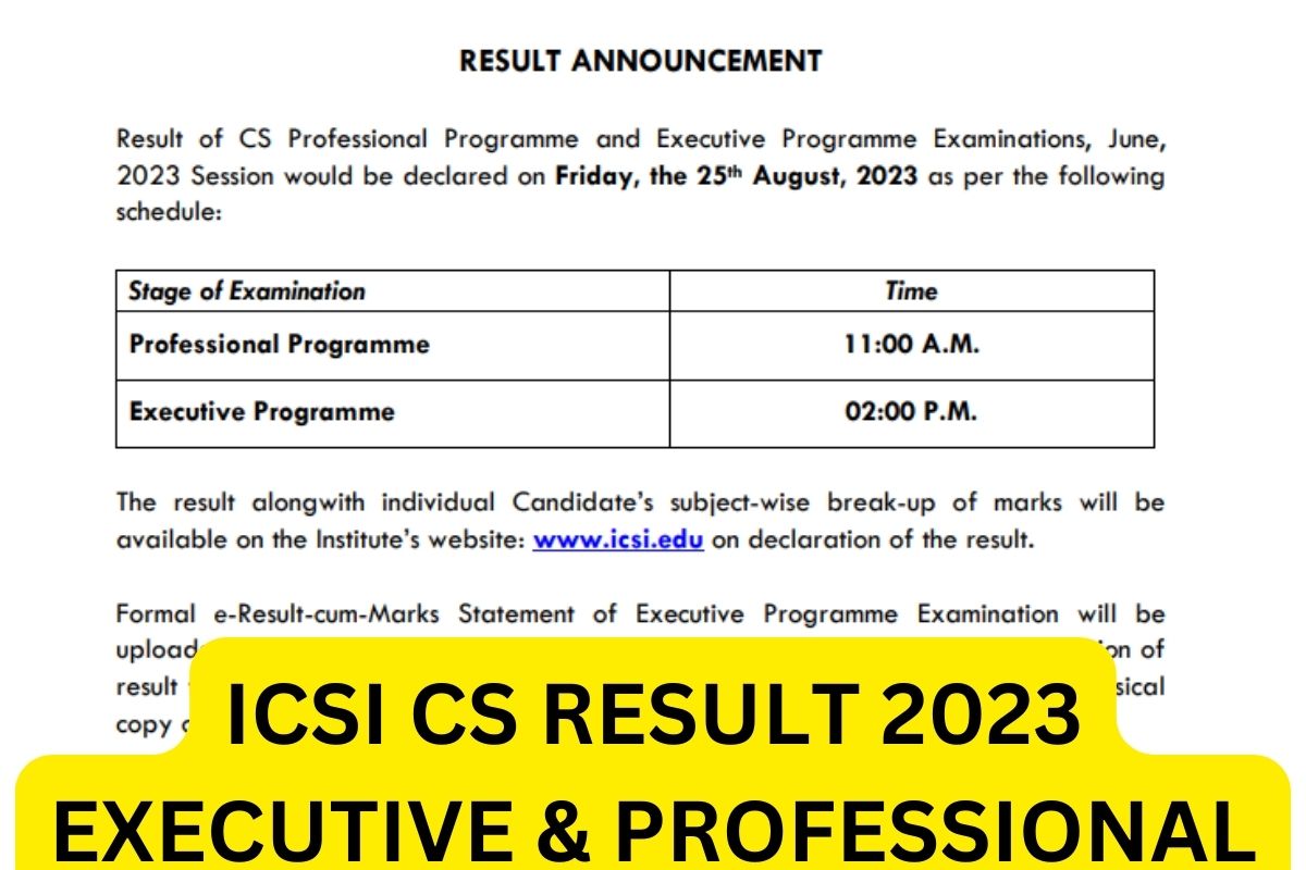 Icsi.edu CS Result 2023 (Out), Executive & Professional Pass Percentage