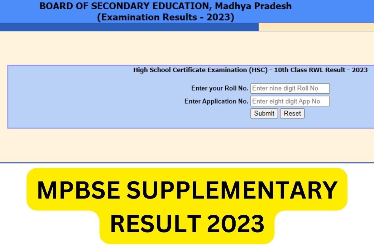 MPBSE Supplementary Result 2023, (Out) MP Board 10th 12th Compartment