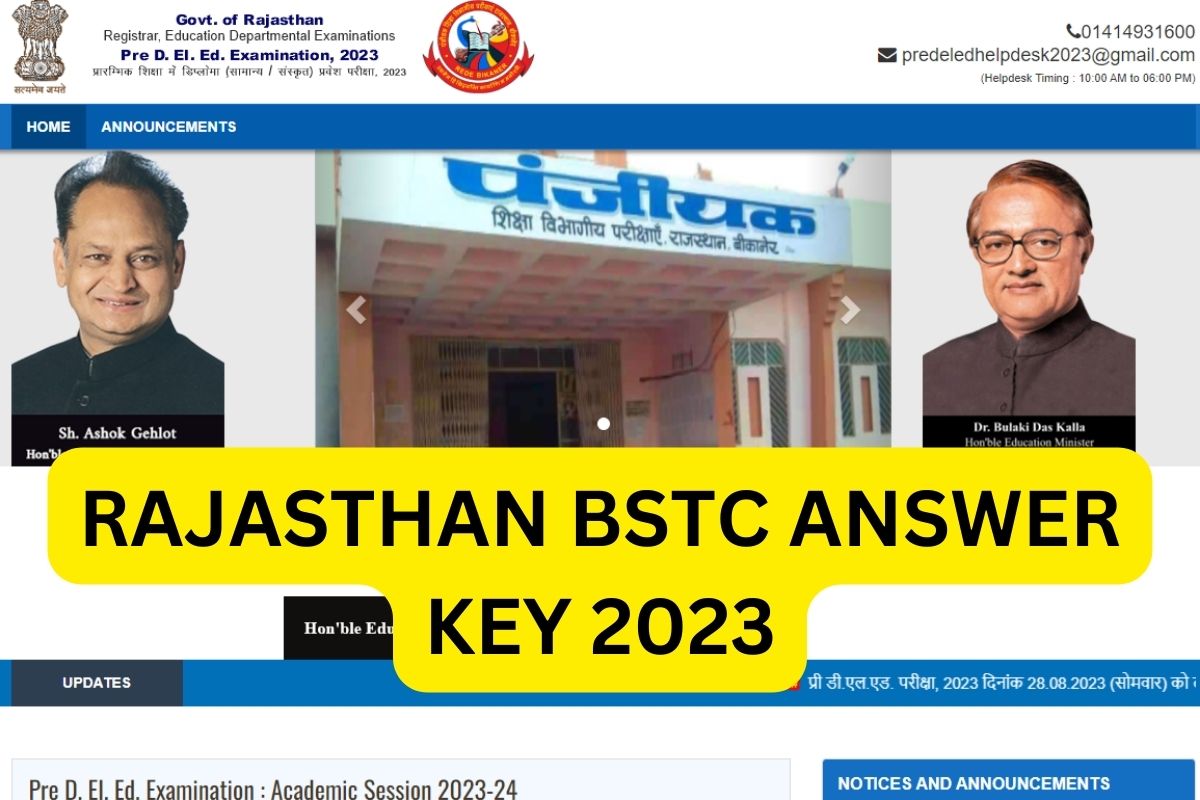 Rajasthan BSTC Answer Key 2023 Pre Deled Cut Off Marks Question Paper Pdf