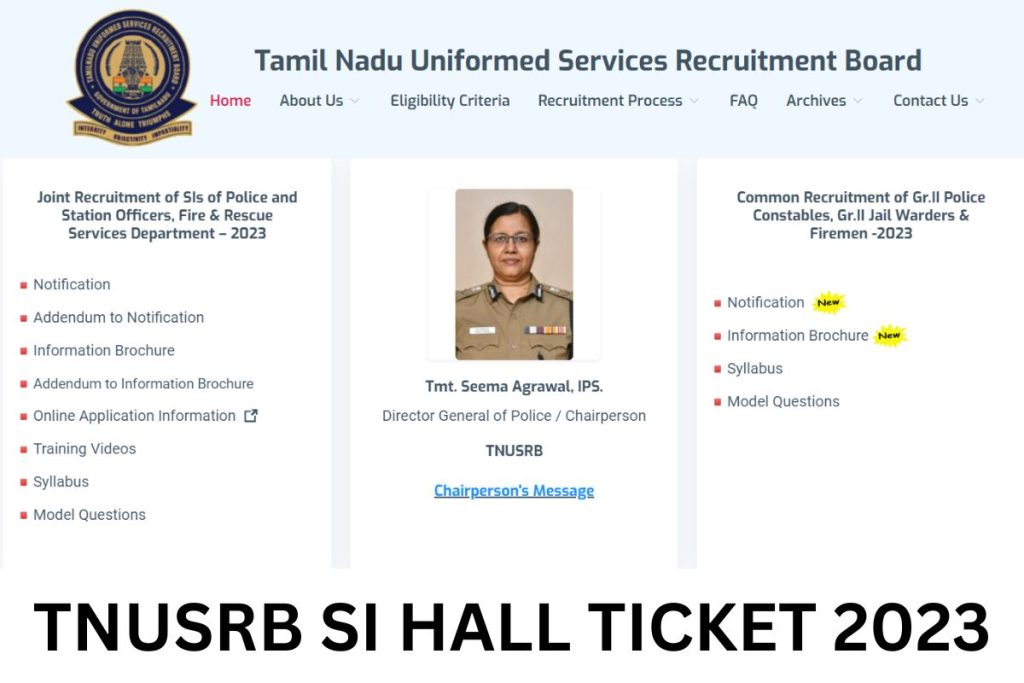 TNUSRB SI Hall Ticket 2023, Exam Date, Sub Inspector Admit Card Download @ tnusrb.tn.gov.in