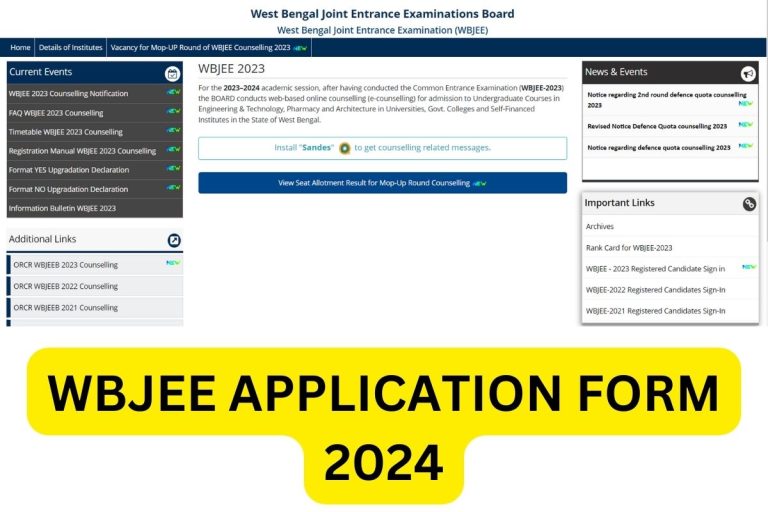 WBJEE 2024 Notification Application Form, Registration Online, Last Date