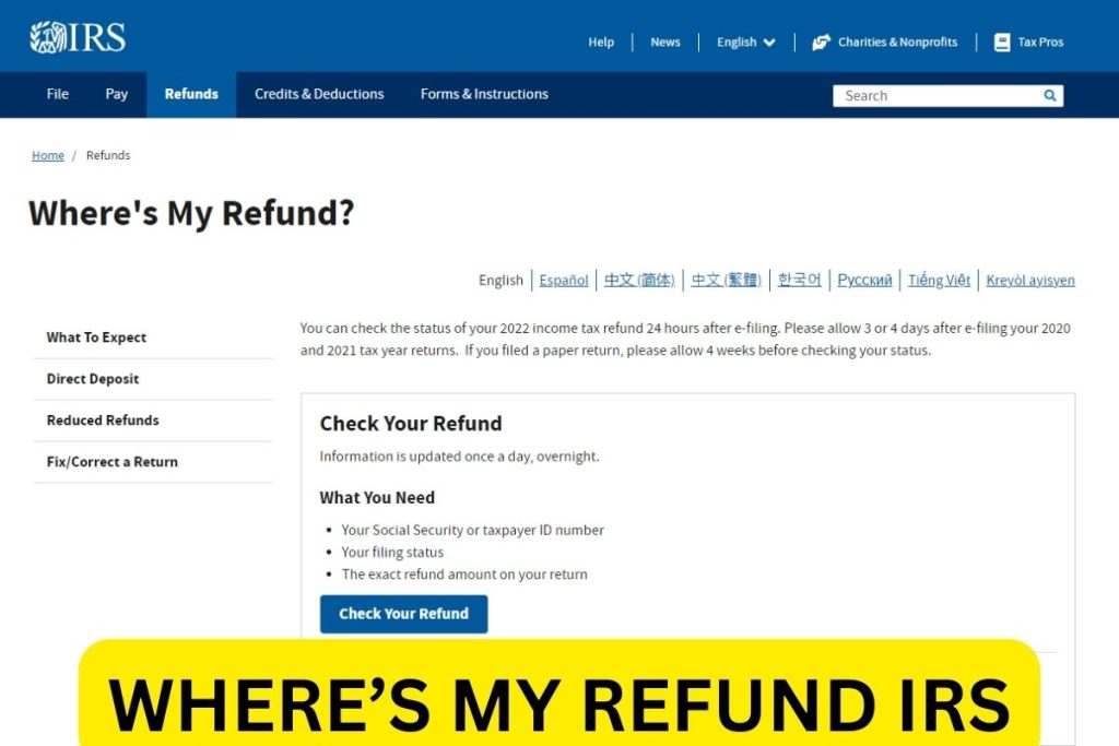 Where s My Refund 2024 Check Tax Refund Status Irs gov