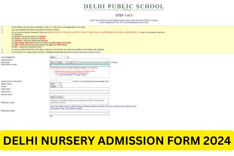 Delhi Nursery Admission 2024-25: EWS Application Form, Registration Online