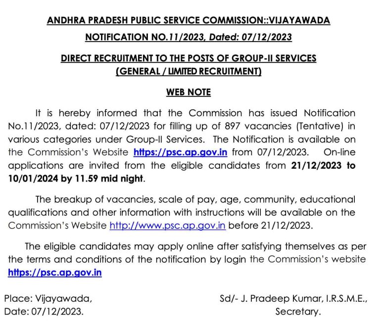 APPSC Group 2 Notification 2024, (Out) Group II Recruitment, Apply Online