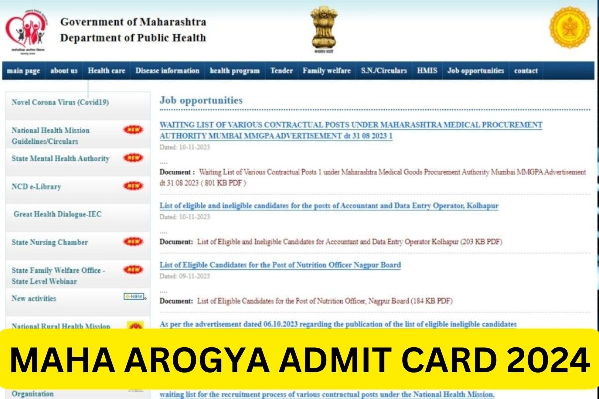 Maha Arogya Vibhag Hall Ticket 2024, arogya.maharashtra.gov.in Group C