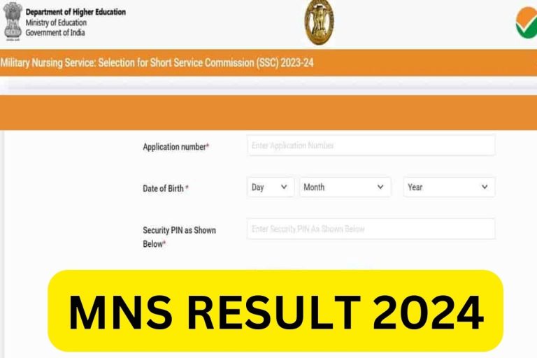 MNS Result 2024 Military Nursing Service Cut Off Marks, Merit List