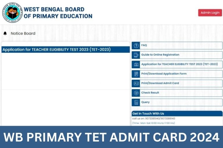 WB Primary TET Admit Card 2025 WBTET Hall Ticket Download